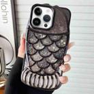 For iPhone 12 Pro Max Mermaid Shape Painted Paper Embossed Electroplated TPU Phone Case(Black) - 1