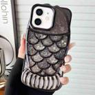 For iPhone 11 Mermaid Shape Painted Paper Embossed Electroplated TPU Phone Case(Black) - 1