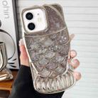 For iPhone 11 Mermaid Shape Painted Paper Embossed Electroplated TPU Phone Case(Silver) - 1