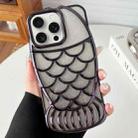 For iPhone 15 Pro Max Mermaid Shape Glitter Paper Embossed Electroplated TPU Phone Case(Black) - 1