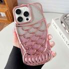 For iPhone 15 Pro Max Mermaid Shape Glitter Paper Embossed Electroplated TPU Phone Case(Rose Gold) - 1