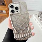 For iPhone 15 Pro Mermaid Shape Glitter Paper Embossed Electroplated TPU Phone Case(Silver) - 1