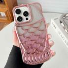 For iPhone 15 Pro Mermaid Shape Glitter Paper Embossed Electroplated TPU Phone Case(Rose Gold) - 1