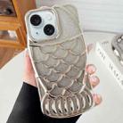 For iPhone 15 Mermaid Shape Glitter Paper Embossed Electroplated TPU Phone Case(Silver) - 1