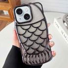 For iPhone 15 Mermaid Shape Glitter Paper Embossed Electroplated TPU Phone Case(Black) - 1