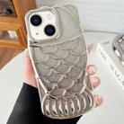 For iPhone 14 Mermaid Shape Glitter Paper Embossed Electroplated TPU Phone Case(Silver) - 1