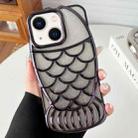 For iPhone 14 Mermaid Shape Glitter Paper Embossed Electroplated TPU Phone Case(Black) - 1