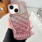For iPhone 14 Mermaid Shape Glitter Paper Embossed Electroplated TPU Phone Case(Rose Gold) - 1
