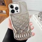 For iPhone 13 Pro Max Mermaid Shape Glitter Paper Embossed Electroplated TPU Phone Case(Silver) - 1