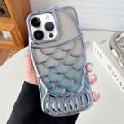 For iPhone 13 Pro Max Mermaid Shape Glitter Paper Embossed Electroplated TPU Phone Case(Blue) - 1