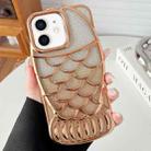 For iPhone 12 Mermaid Shape Glitter Paper Embossed Electroplated TPU Phone Case(Gold) - 1