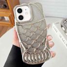 For iPhone 12 Mermaid Shape Glitter Paper Embossed Electroplated TPU Phone Case(Silver) - 1