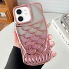 For iPhone 12 Mermaid Shape Glitter Paper Embossed Electroplated TPU Phone Case(Rose Gold) - 1