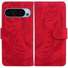For Google Pixel 9 Tiger Embossing Pattern Flip Leather Phone Case(Red) - 1
