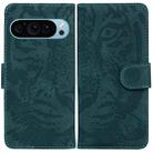 For Google Pixel 9 Tiger Embossing Pattern Flip Leather Phone Case(Green) - 1
