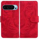 For Google Pixel 9 Pro 5G Tiger Embossing Pattern Flip Leather Phone Case(Red) - 1