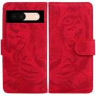 For Google Pixel 8a Tiger Embossing Pattern Flip Leather Phone Case(Red) - 1