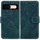 For Google Pixel 8a Tiger Embossing Pattern Flip Leather Phone Case(Green) - 1