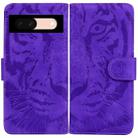 For Google Pixel 8a Tiger Embossing Pattern Flip Leather Phone Case(Purple) - 1