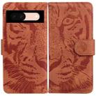 For Google Pixel 8a Tiger Embossing Pattern Flip Leather Phone Case(Brown) - 1