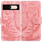For Google Pixel 8a Tiger Embossing Pattern Flip Leather Phone Case(Pink) - 1