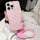 For iPhone 15 Pro Max Mermaid Embossed Oil Spray TPU Phone Case with Lanyard(Pink) - 1