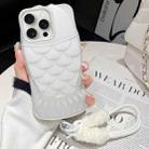 For iPhone 15 Pro Max Mermaid Embossed Oil Spray TPU Phone Case with Lanyard(White) - 1