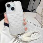 For iPhone 15 Mermaid Embossed Oil Spray TPU Phone Case with Lanyard(White) - 1