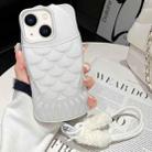 For iPhone 14 Mermaid Embossed Oil Spray TPU Phone Case with Lanyard(White) - 1