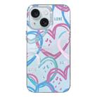 For iPhone 15 Colorful Pattern TPU + PC Phone Case(Heart) - 1