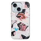 For iPhone 15 Colorful Pattern TPU + PC Phone Case(Pink Butterflies) - 1