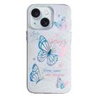 For iPhone 15 Colorful Pattern TPU + PC Phone Case(White Butterflies) - 1