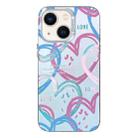 For iPhone 14 Colorful Pattern TPU + PC Phone Case(Heart) - 1