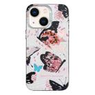 For iPhone 13 Colorful Pattern TPU + PC Phone Case(Pink Butterflies) - 1