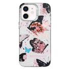 For iPhone 12 Colorful Pattern TPU + PC Phone Case(Pink Butterflies) - 1