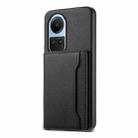 For OPPO Reno10 5G Global Calf Texture Card Bag Design Full Coverage Phone Case(Black) - 1
