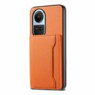 For OPPO Reno10 5G Global Calf Texture Card Bag Design Full Coverage Phone Case(Orange) - 1