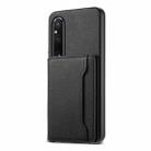 For Sony Xperia 1 V Calf Texture Card Bag Design Full Coverage Phone Case(Black) - 1