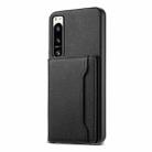 For Sony Xperia 5 IV Calf Texture Card Bag Design Full Coverage Phone Case(Black) - 1