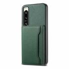 For Sony Xperia 5 IV Calf Texture Card Bag Design Full Coverage Phone Case(Green) - 1