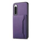 For Sony Xperia 10 V Calf Texture Card Bag Design Full Coverage Phone Case(Purple) - 1