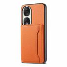 For Honor 90 Calf Texture Card Bag Design Full Coverage Phone Case(Orange) - 1