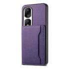 For Honor 90 Pro Calf Texture Card Bag Design Full Coverage Phone Case(Purple) - 1