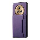 For Honor Magic5 Calf Texture Card Bag Design Full Coverage Phone Case(Purple) - 1