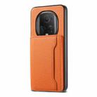 For Honor Magic5 Ultimate Calf Texture Card Bag Design Full Coverage Phone Case(Orange) - 1