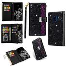 For Samsung Galaxy A6 (2018) Multi-card Slots Starry Sky Laser Carving Glitter Zipper Horizontal Flip Leather Case with Holder & Wallet & Lanyard(Black) - 1