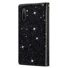 For Samsung Galaxy Note10 Multi-card Slots Starry Sky Laser Carving Glitter Zipper Horizontal Flip Leather Case with Holder & Wallet & Lanyard(Black) - 3