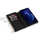 For Samsung Galaxy Note10 Multi-card Slots Starry Sky Laser Carving Glitter Zipper Horizontal Flip Leather Case with Holder & Wallet & Lanyard(Black) - 5
