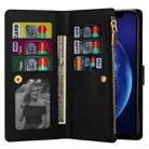 For Samsung Galaxy Note10 Multi-card Slots Starry Sky Laser Carving Glitter Zipper Horizontal Flip Leather Case with Holder & Wallet & Lanyard(Black) - 6