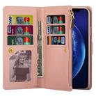 For Samsung Galaxy Note10+ Multi-card Slots Starry Sky Laser Carving Glitter Zipper Horizontal Flip Leather Case with Holder & Wallet & Lanyard(Rose Gold) - 6